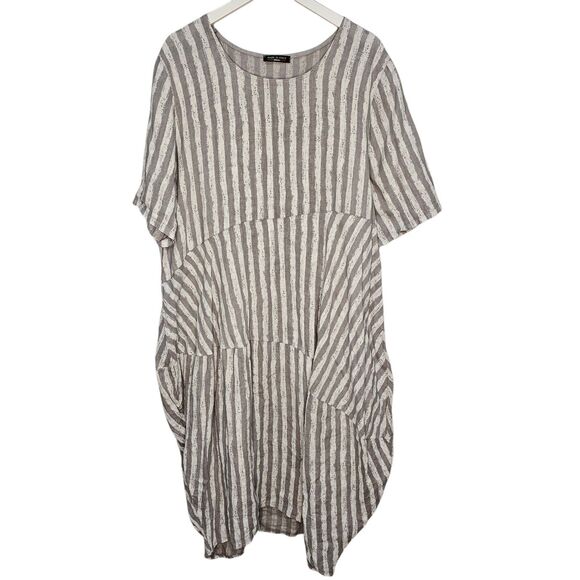Made In Italy Linen Lagenlook Maxi Dress Size 2XL European Slouchy Layered Baggy - Picture 1 of 8